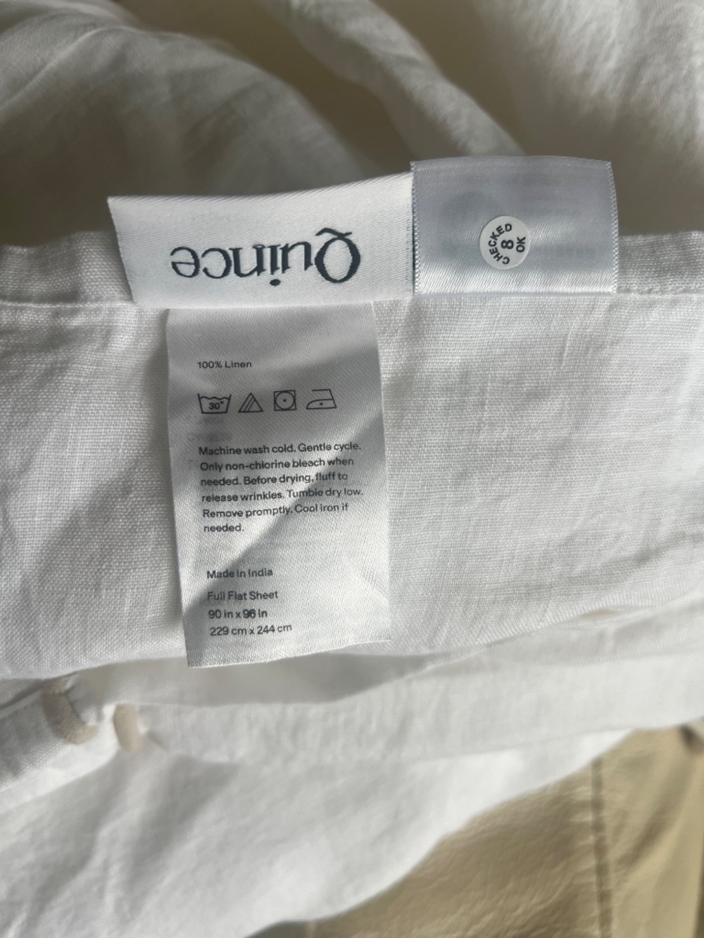 European Linen Full Size Piped Sheet Set flat / fitted sheets no pillowcases - Picture 6 of 6